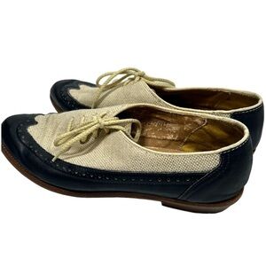 Zodiac USA Vintage Wingtip Leather Tweed Lace Up Shoes Navy Blue Tan Women's 7.5